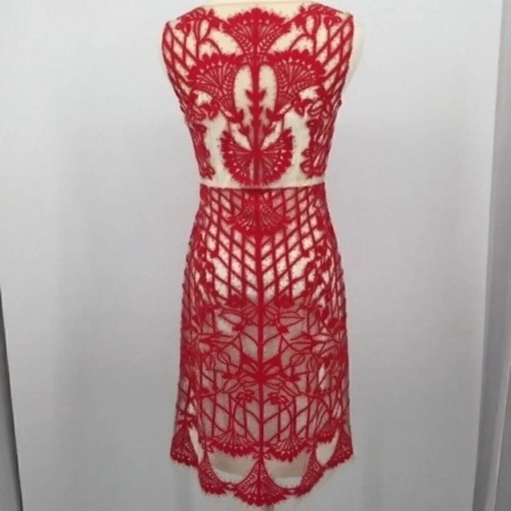 Geisha Designs Dress 2P BoxJ Sugared Ruby Sheath Red Floral print BoxS